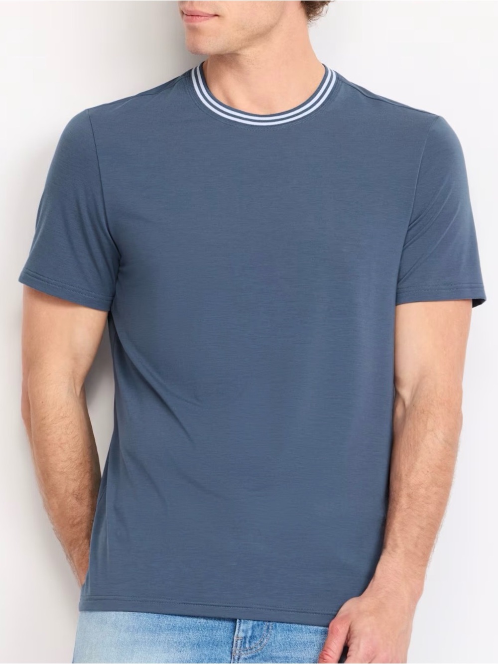 Hawker Rye Soft Luxe Tipped Collar Tee Blue Large NWT STITCH FIX